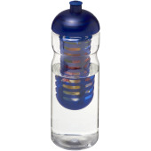 H2O Active® Base 650 ml bidon en infuser met koepeldeksel - Transparant/Blauw