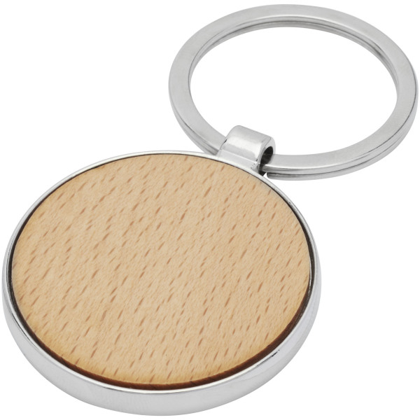 Moreno beech wood round keychain - Natural