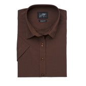 Ladies' Shirt Shortsleeve Poplin - brown - 3XL