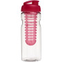 H2O Active® Base 650 ml sportfles en infuser met flipcapdeksel - Transparant/Roze