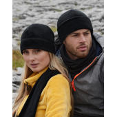 Recycled Fleece Cuffed Beanie - Black - One Size