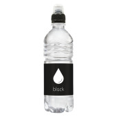 Bronwater 500 ml met sportdop - zwart - Prijs is inclusief full color