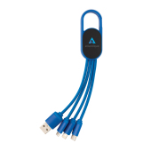 4 i 1 kabel med karabin clip, blå