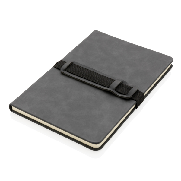 Deluxe hardcover PU A5 notitieboek met telefoon-/penhouder,
