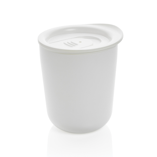 Simplistic antimicrobial coffee tumbler, white