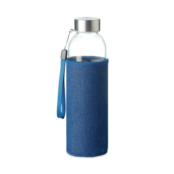 Glass water bottle in pouch 500 ml UTAH DENIM