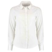 Ladies Long Sleeve Tailored Poplin Shirt, White, 10, Kustom Kit