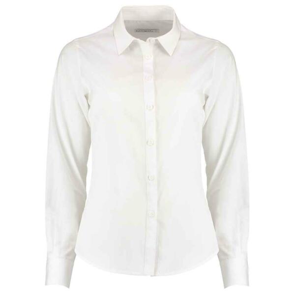 Ladies Long Sleeve Tailored Poplin Shirt, White, 20, Kustom Kit