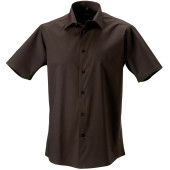 Men's Short Sleeve Easy Care Fitted Shirt Chocolate XL