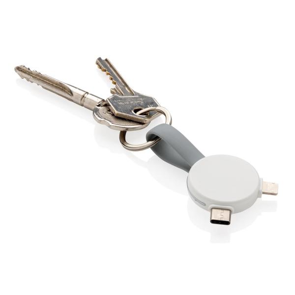 3-in-1 ronde sleutelhanger kabel, wit