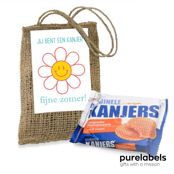 Kanjer pakketje | Bloembolletjes met kanjer wenskaart en kanjer stroopwafels | bloem