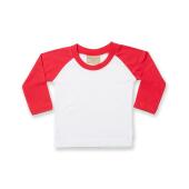 Baby/Toddler Long Sleeve Baseball T-Shirt, White/Red, 0-6, Larkwood