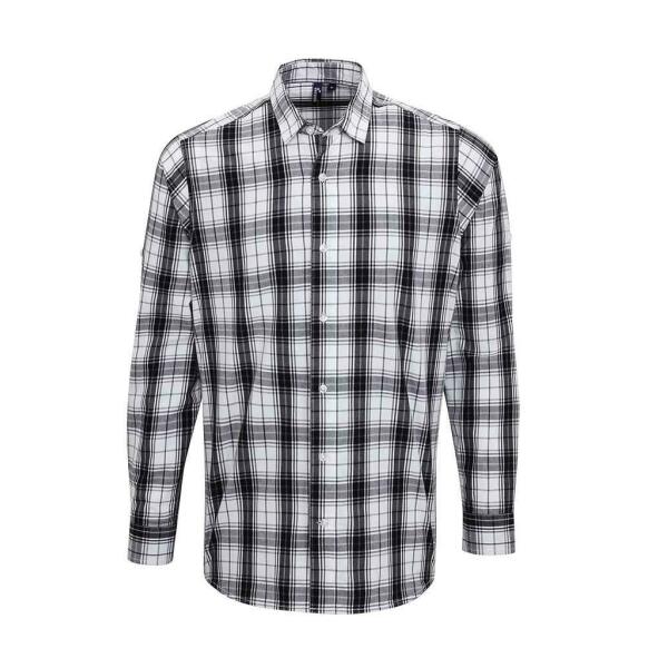 Ginmill Check Long Sleeve Shirt, Black/White, 3XL, Premier