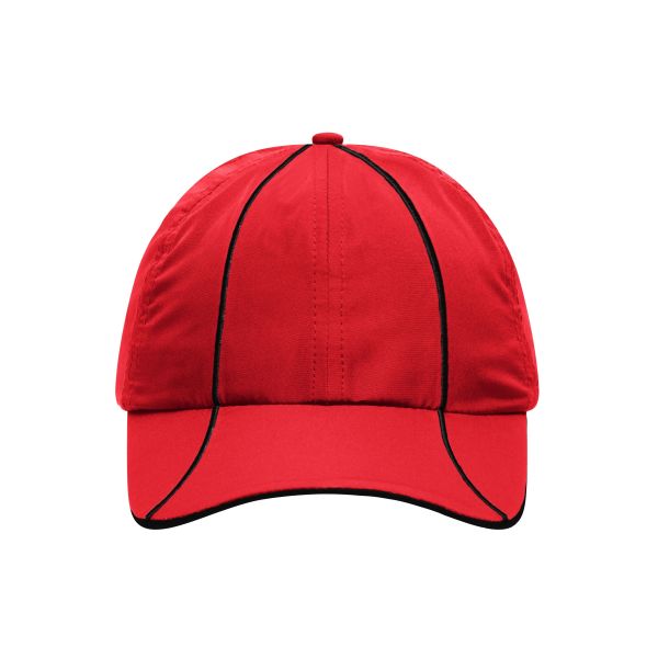 MB6202 6 Panel Polyester Cap rood/zwart one size