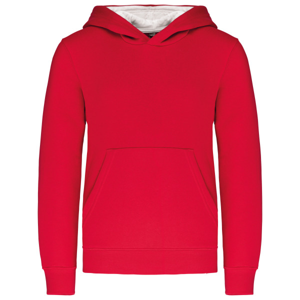 Kinder hooded sweater met gecontrasteerde capuchon Red / White 12/14 jaar