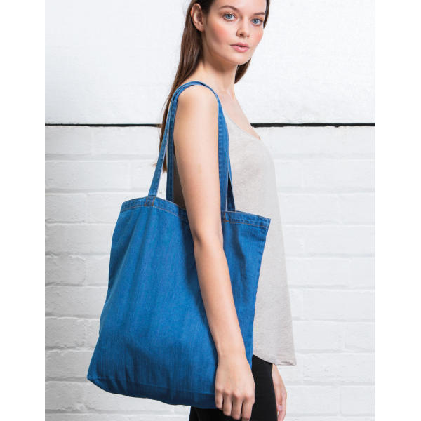 Denim Tote Bag - Denim Blue - One Size