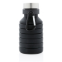 Leakproof collapsible silicone bottle with lid, black