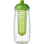 H2O Active® Pulse 600 ml bidon en infuser met koepeldeksel - Transparant/Lime
