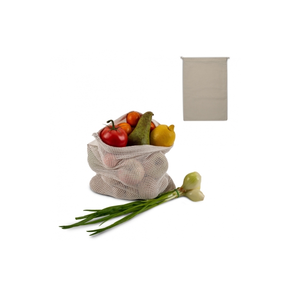 Herbruikbaar groente & fruit zakje OEKO-TEX® katoen ecru 30x40cm - Ecru