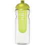 H2O Active® Base 650 ml bidon en infuser met koepeldeksel - Transparant/Lime