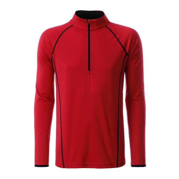 Men's Sports Shirt Longsleeve - red/black - XXL