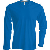 Men's long-sleeved V-neck T-shirt Light Royal Blue 4XL