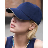 Brushed Cotton Drill Cap - Black/Red