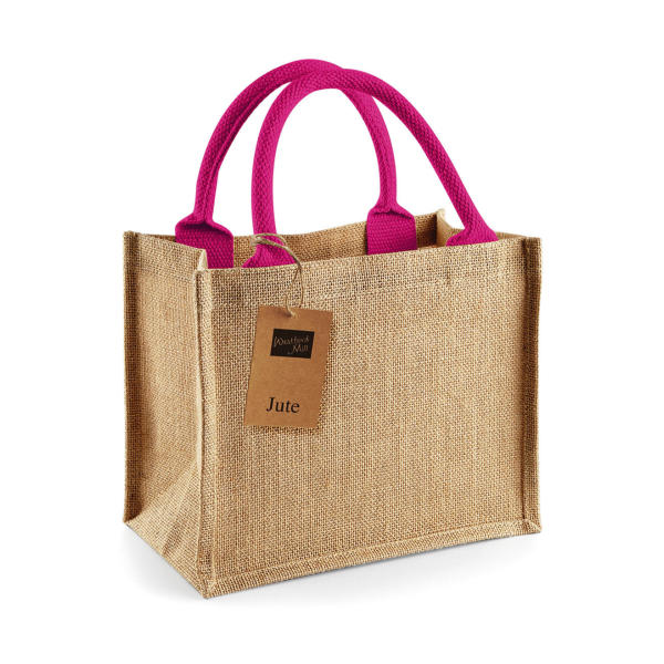 Jute Mini Gift Bag - Natural/Fuchsia - One Size