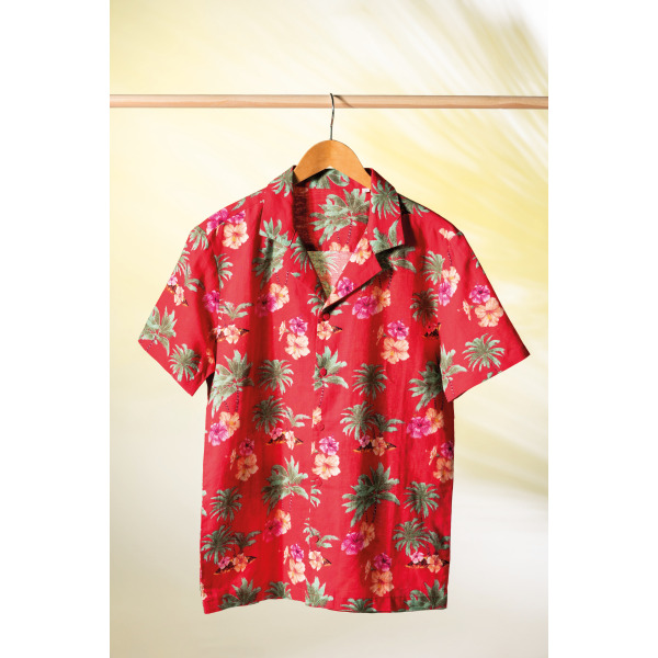 Overhemd met Hawaïaanse print heren Navy Paradise Bird XS