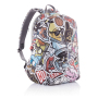 Bobby Soft "Art", anti-theft backpack, grey, red