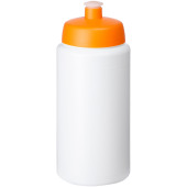 Baseline® Plus grip 500 ml sportfles met sportdeksel - Wit/Oranje