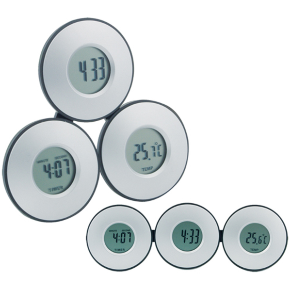 Tri - clock and thermometer
