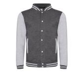 AWDis Varsity Jacket, Charcoal/Heather Grey, XL, Just Hoods