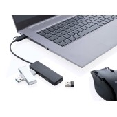 RCS gerecyclede plastic USB-hub met dual input, zwart