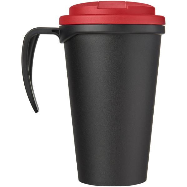 Americano® Grande 350 ml mug with spill-proof lid - Solid black/Red
