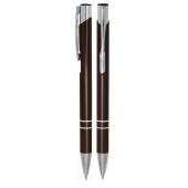 Aluminium balpen 2 chroom ringen bruin