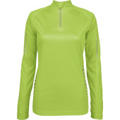 Damesportshirt met halsrits en lange mouwen Damesportshirt met halsrits en lange mouwen