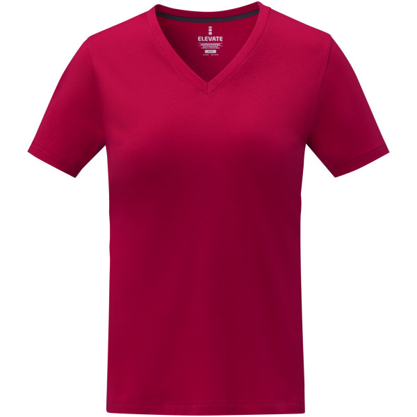 Somoto Dames T-shirt met V-hals en korte mouwen - Rood - XS