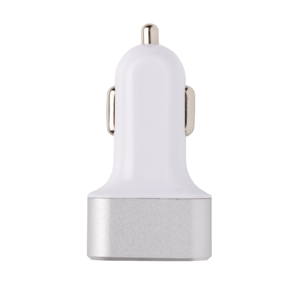 30W Fast car charger triple output with PD, white