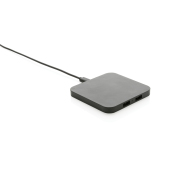 10W trådløs oplader med USB-porte, RCS genanvendt plast, sort
