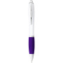 Nash ballpoint pen white barrel and coloured grip - White/Purple