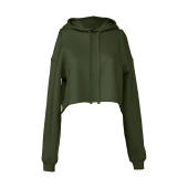 Women's Cropped Fleece Hoodie - Military Green - S
