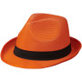 Trilby hoed met lint - Oranje/Zwart