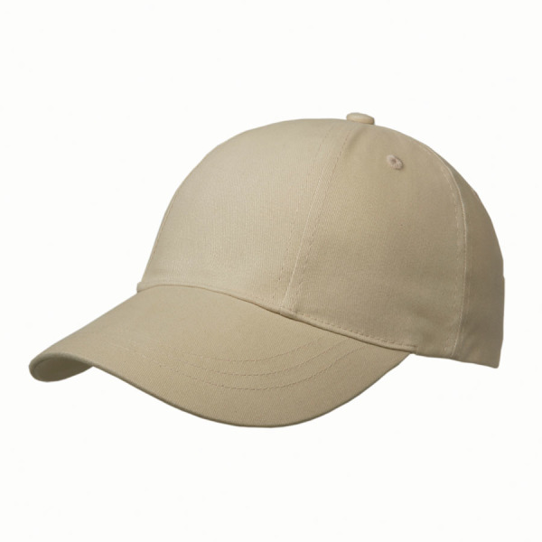Brushed 6 Panel Cap, Turned Top Zand