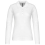 Piqué-damespolo lange mouwen White M