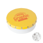 Super click clack 45 mm met ca. 12 gr. suikervrije mintjes TAMPONPRINT - geel Super click clack 45 mm met ca. 12 gr. suikervrije mintjes TAMPONPRINT - geel