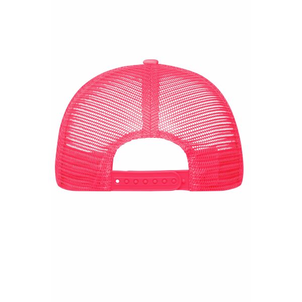MB070 5 Panel Polyester Mesh Cap - black/neon-pink - one size