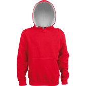 Kinder hooded sweater met gecontrasteerde capuchon Red / White 10/12 jaar