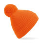 Engineered Knit Ribbed Pom Pom Beanie - Orange - One Size