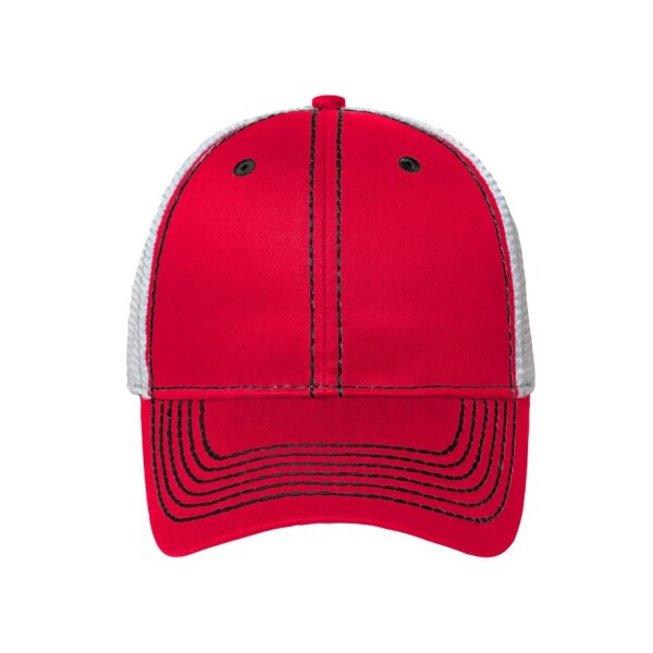 MB6229 6 Panel Mesh Cap - red/black/white - one size